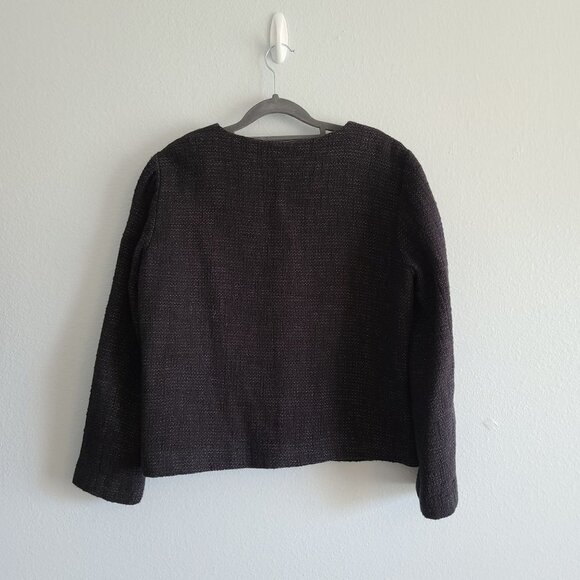 Eileen Fisher Cotton Linen Speckled Tweed Collarless Jacket‎ Blazer Size Small - Picture 2 of 9